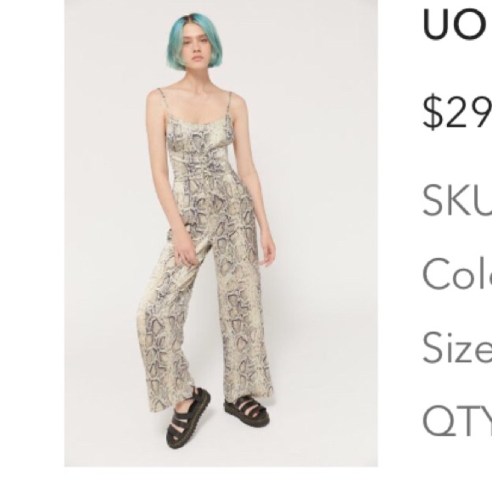 Urban outfitters snake print corset jumpsuit